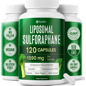 Florabliss 120 Liposomal Sulforaphane Supplement+ 1000Mg Capsules - Broccoli Extract | with Quercetin, Selenium & NAC - High Potency Non-Gmo - Vegan - Non GMO