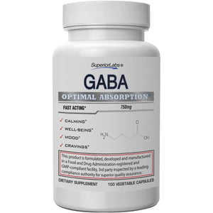 Superior Labs | GABA Supplement 750Mg | Maximum Strength Mood Enhancement | Natural Relief of Simple Nervous Tension, Promotes Mood Balance, Sleep Quality, and Natural Brain Function*