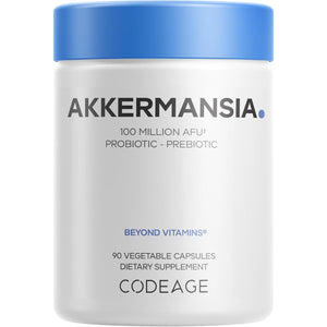 Codeage Akkermansia Muciniphila Probiotic Supplement - 3-Month Supply of Akkermansia & Chicory Inulin - Daily Synbiotic Probiotic Chicory Root - 100 Million Afus - Gluten-Free - 90 Capsules