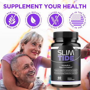 Slim Tide Capsules, Official Slimtide Weight Management Pills with All Natural Ingredients, Advanced Formula Health & Wellness Supplement with Maximum Strength Active Lifestyle Vitamins (60 Capsules)