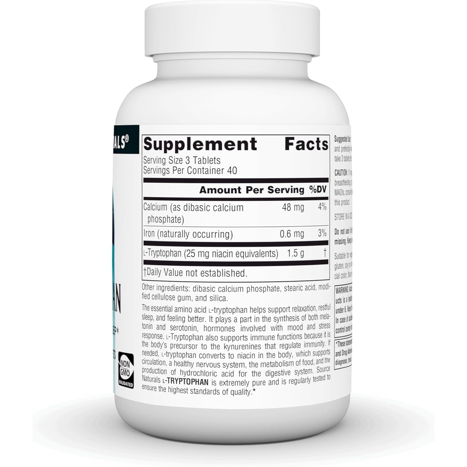 Source Naturals L-Tryptophan, for Mood, Relaxation, and Sleep*, 500Mg - 120 Tablets
