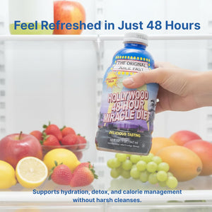 Hollywood Diet 48 Hour Detox Cleanse Drink 1 Pack, B-Vitamin Infused Juice for Body Reset, Hydration, and Energy | Ideal for Intermittent Fasting, Bloating Support, Event Prep - Fruity Flavor, 32 Oz