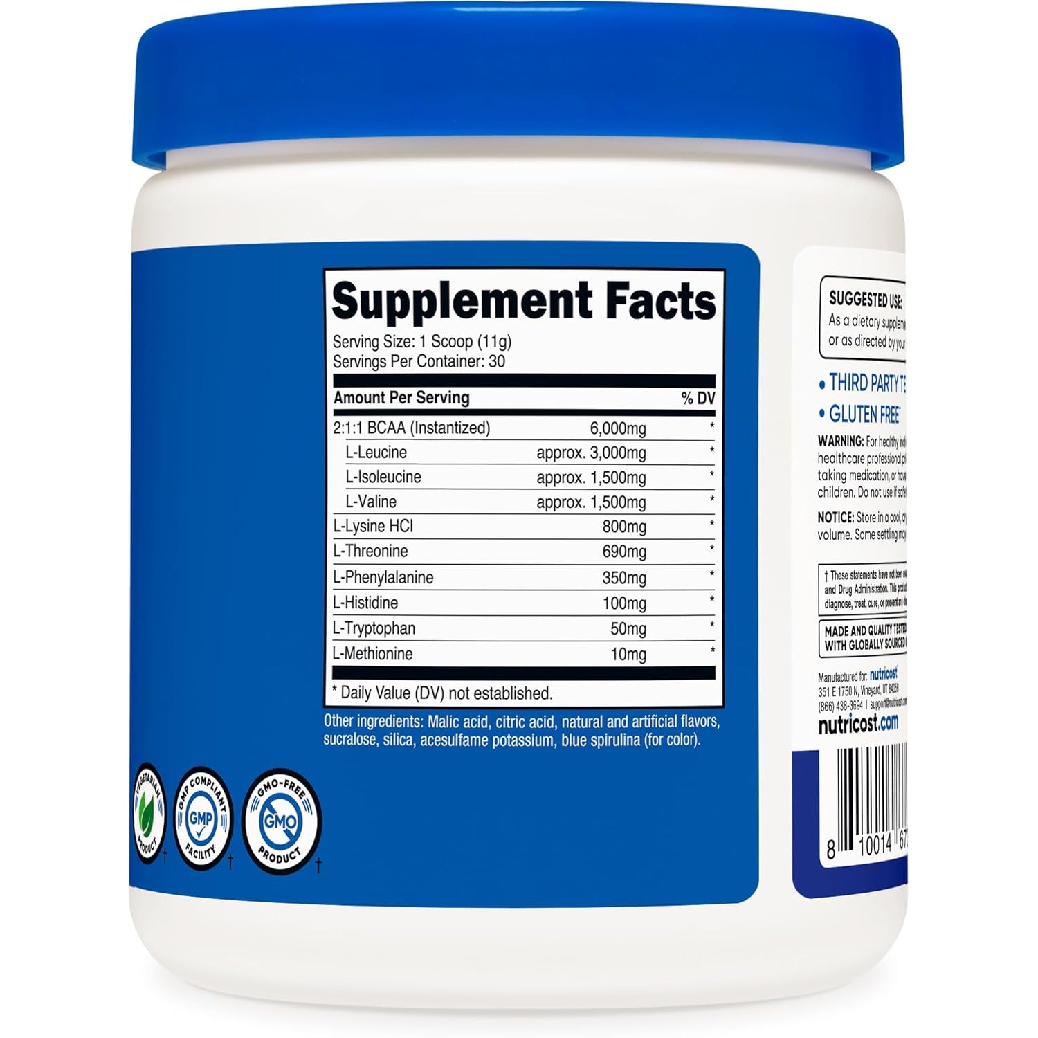 Nutricost EAA Powder 30 Servings (Blue Raspberry) - Essential Amino Acids - Non-Gmo, Gluten Free, Vegetarian Friendly