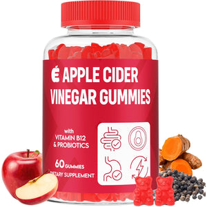 Apple Cider Vinegar Gummies 2000Mg, Keto ACV Gummies with Probiotics, Keto Support & B12, Apple Cider Vinegar with Mother for Digestion, Metabolism, Detox & Cleanse - Vegan, Low Sugar, 60 Counts