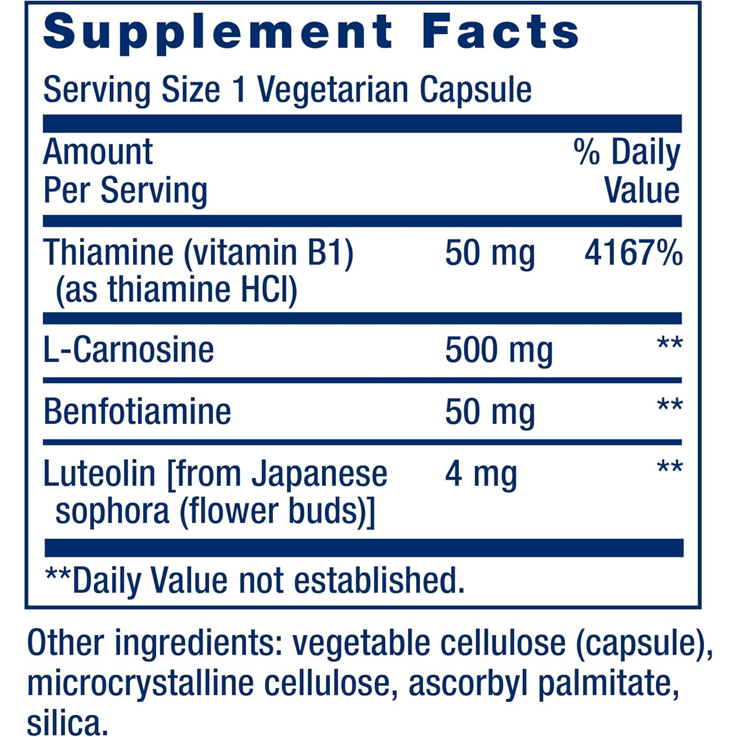 Life Extension Super Carnosine, L-Carnosine, Luteolin, Vitamin B1, Muscle Support, Exercise Recovery, Heart Health, Gluten-Free, Non-Gmo, Vegetarian, 60 Capsules