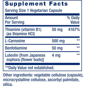 Life Extension Super Carnosine, L-Carnosine, Luteolin, Vitamin B1, Muscle Support, Exercise Recovery, Heart Health, Gluten-Free, Non-Gmo, Vegetarian, 60 Capsules