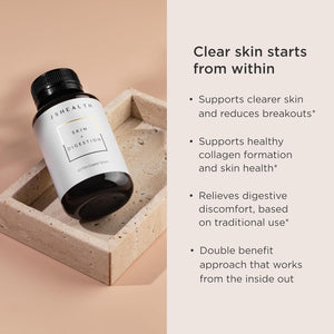Jshealth Skin and Digestion Formula. Clear Skin Supplement with Zinc, Burdock, Turmeric. Supports Healthy Skin and Digestive Comfort. Vegan (60 Tablets)