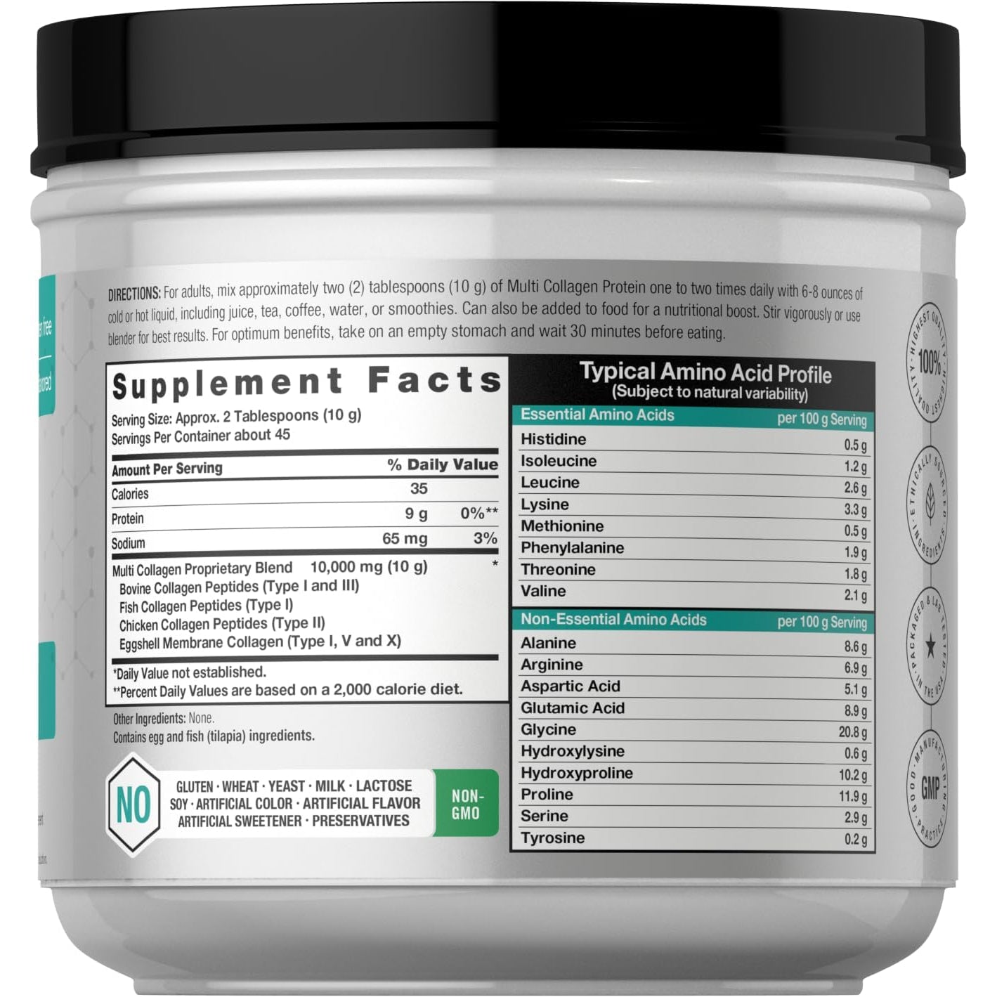 Horbäach Multi Collagen Protein Powder 16 Oz | Type I, II, III, V, X | Unflavored | for Men and Women | Non-Gmo, Gluten Free Supplement