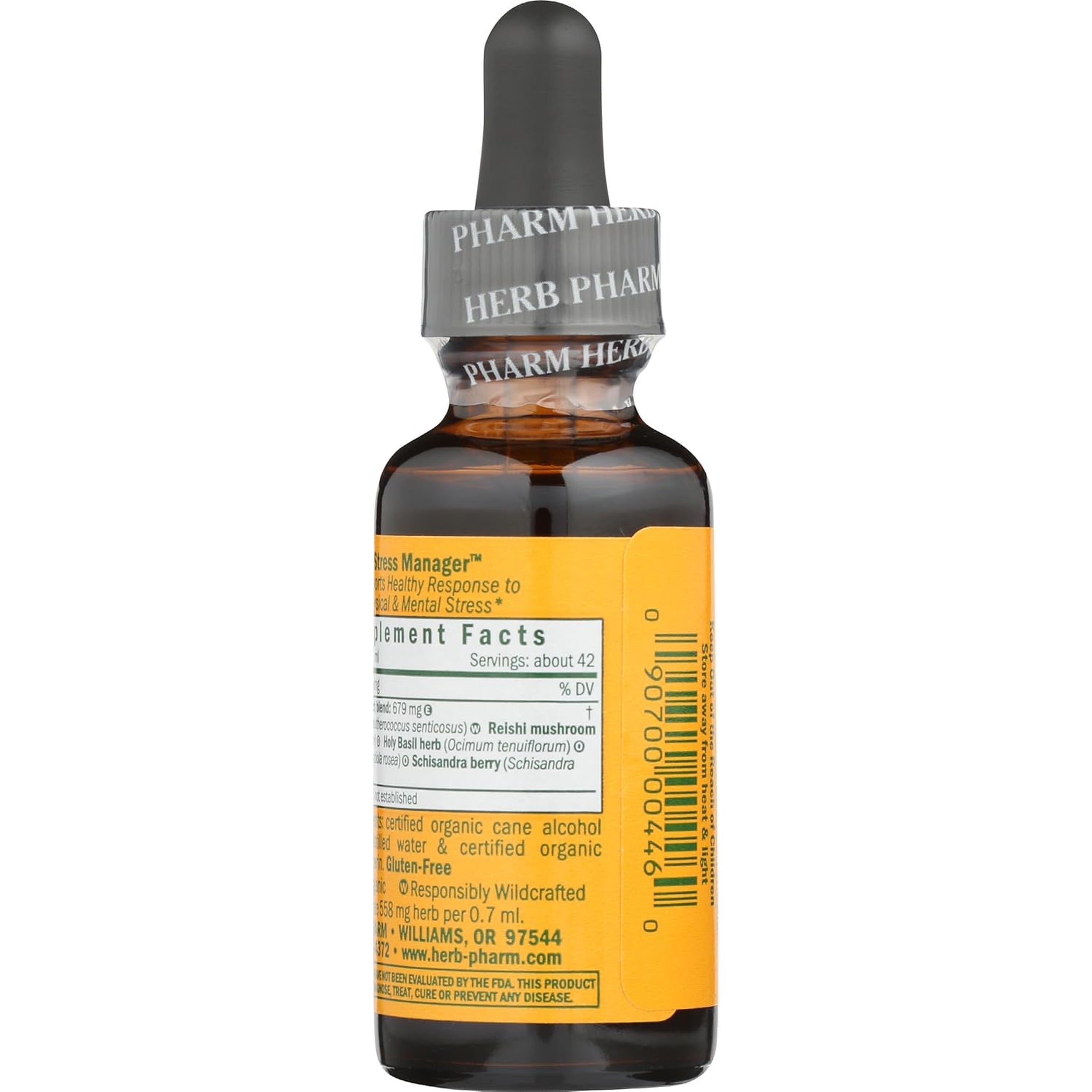 Herb Pharm Stress Manager: Adaptogenic Stress Support Tincture, Rhodiola Rosea, Holy Basil Extract, Reishi Mushroom Extract, Adrenal Function Support, Optimal Energy, Vegan, Non-Gmo, 1 Oz*