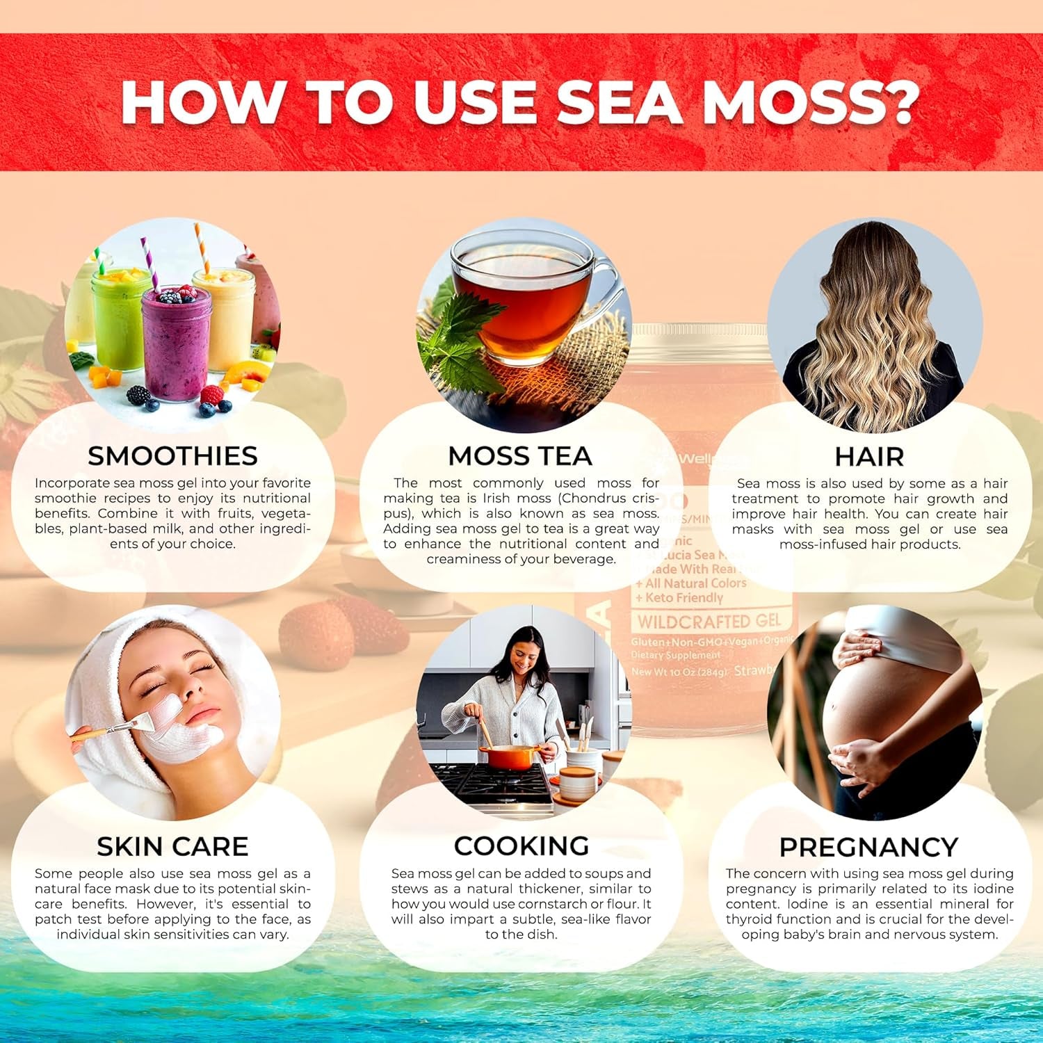 Sea Moss Gel - Wildcrafted Seamoss Gel Superfood - Strawberry Flavor Irish Sea Moss Vitamin and Mineral-Rich from Pristine Caribbean Waters, Immune and Digestive Health Support - 10 Oz.