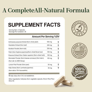 Lymphatic Drainage Capsules-Lymphatic Drainage Supplements, Herbal Detox & Immune Support with 8-Plant Complex, Supports Fluid Balance & Promotes a Light Feeling, 60 Capsules (1Pc)