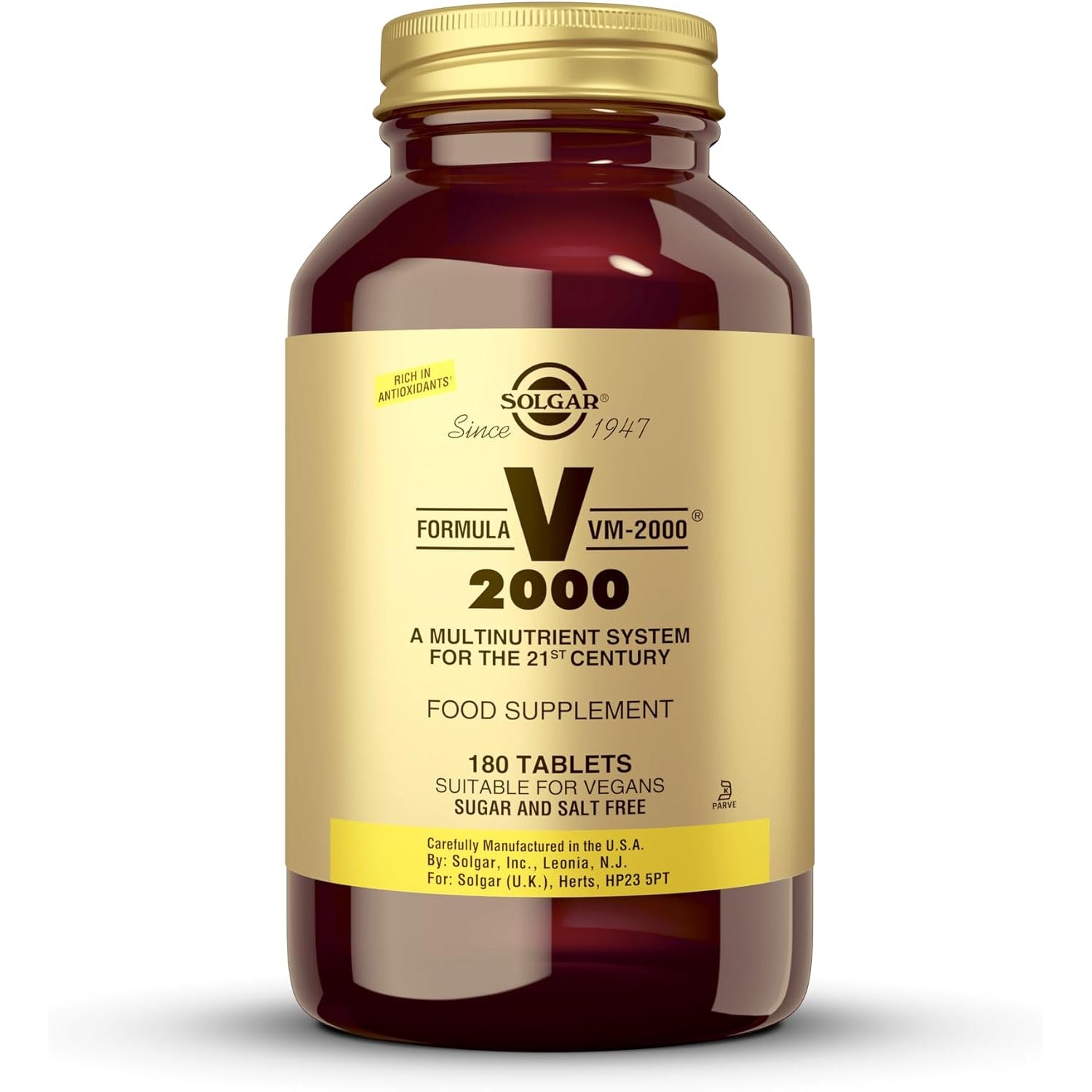 Solgar Formula VM-2000 (Multinutrient System), 180 Tablets - Premium Quality Multiple - Contains Zinc - Supports a Healthy Immune System - Vegan, Dairy Free, Kosher - 90 Servings