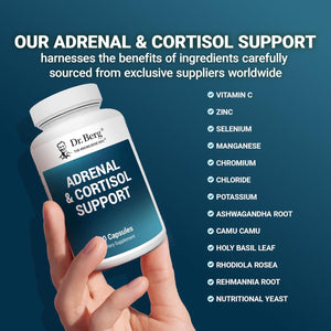 Dr. Berg Adrenal & Cortisol Capsules - Adrenal Supplement & Cortisol Manager - Mood, Focus, Relaxation and Stress Support - Adrenal Supplements with Ashwagandha Extracts - 60 Capsules