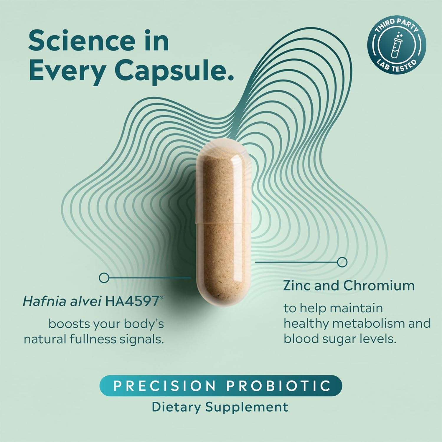 Weight Management Probiotics for Women and Men Clinically Shown to Curb Cravings with Hafnia Alvei HA4597, Chromium & Zinc - 60 Capsules, 30-Day Supply