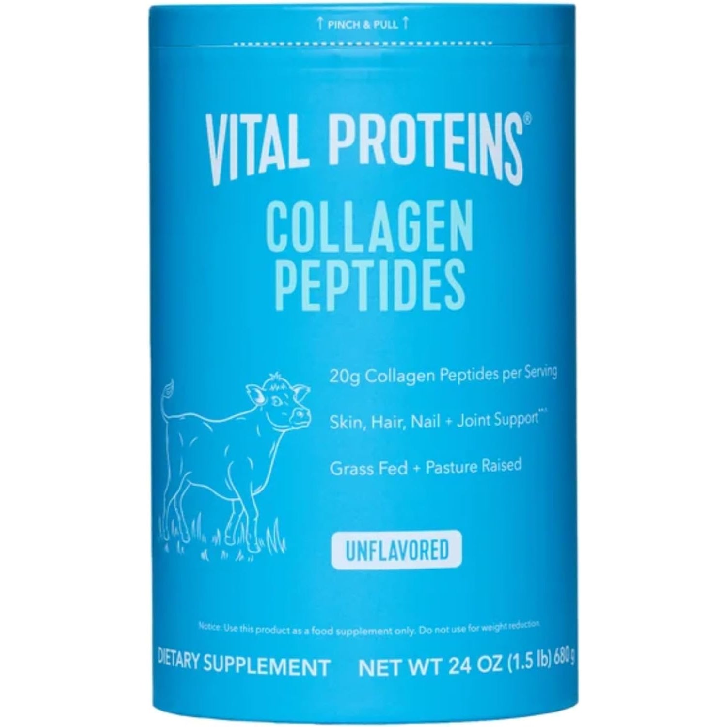 Vital Proteins Natural Whole Nutrition Collagen Peptides - Pasture Raised, Grass Fed, Paleo Friendly, Gluten Free, Single Ingredient - 24 Ounce