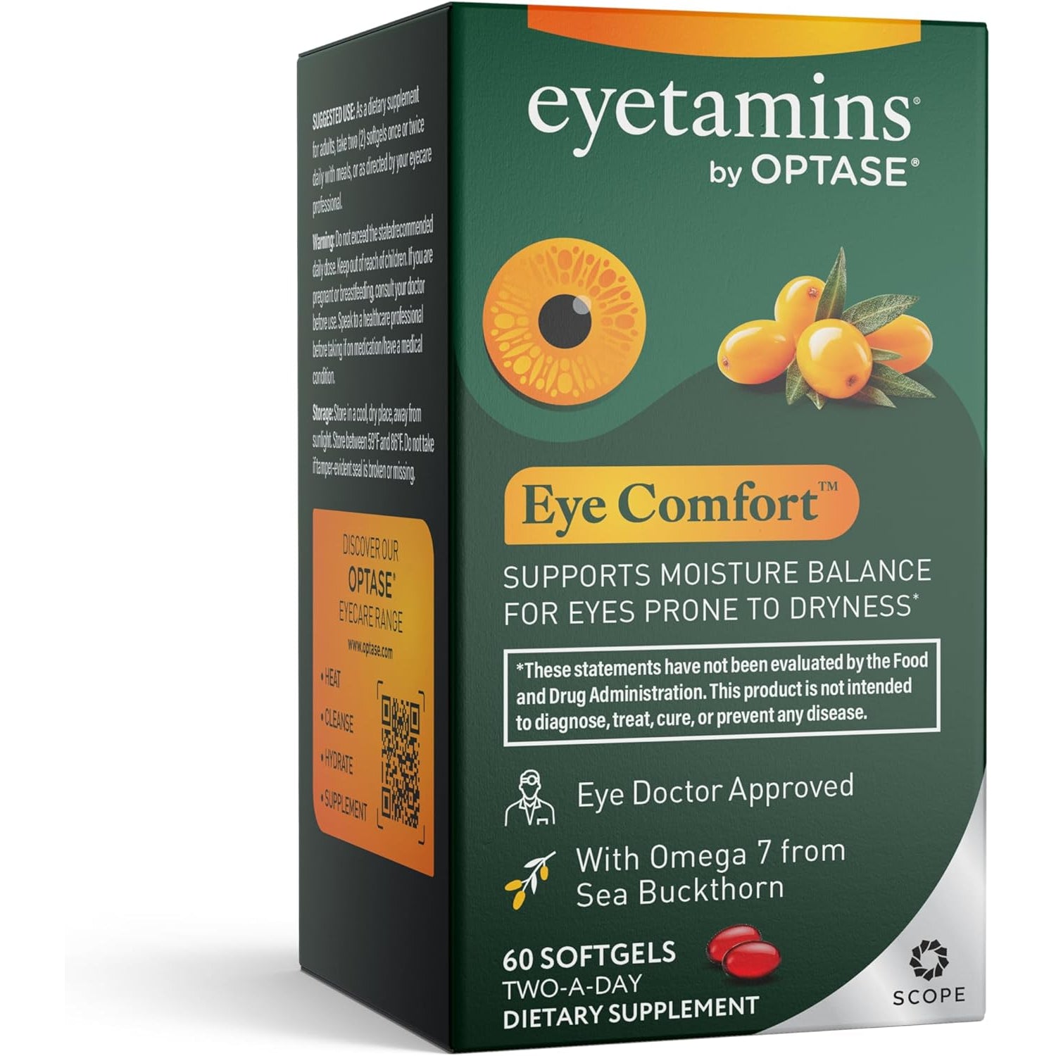 Eyetamins® by OPTASE® Eye Comfort™ - 60 Softgels - Eye Doctor Recommended - an Omega-Based Eye Supplement Formulated to Support Moisture Balance and Eye Comfort from Within. Plant Based Soft Gels.