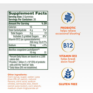 Align Probiotic, Bloating Relief + Food Digestion, Probiotics for Women and Men, Probiotic Helps Soothe Occasional Bloating*, with Vitamin B12 to Help Break down Food into Cellular Energy*,60 Gummies