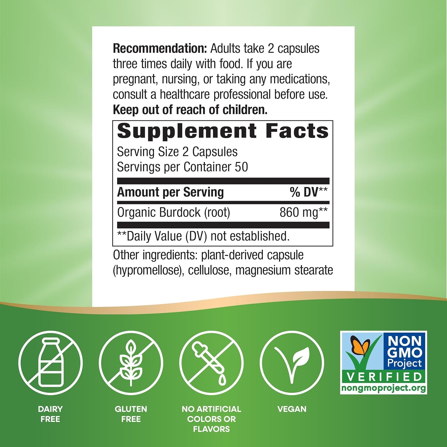 Nature'S Way Burdock Root, Traditional Joint Support*, 100 Vegan Capsules (Packaging May Vary)
