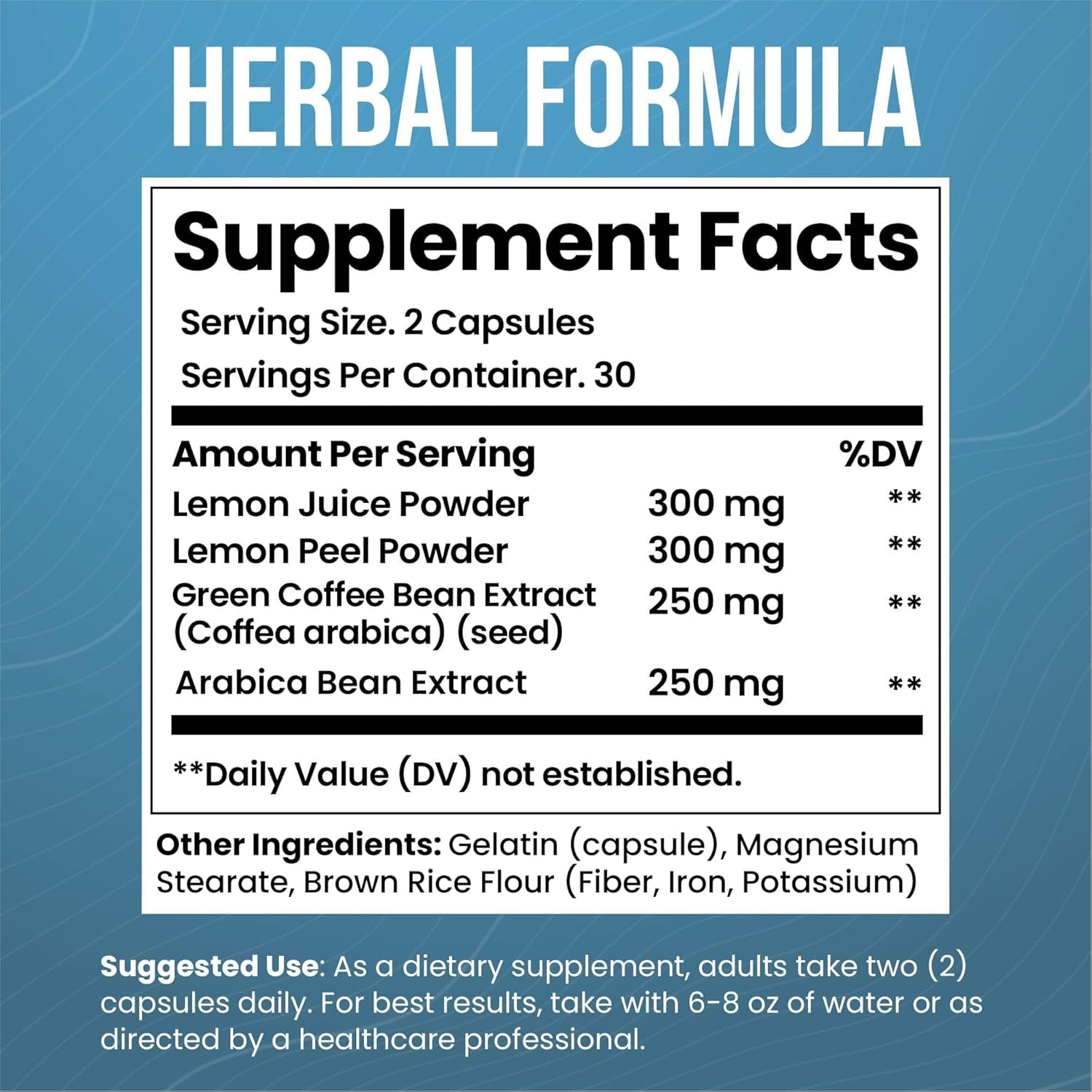 Lemon and Coffee Fat Burner - for Men and Women - Burn Fat, Boost Metabolism, Increase Energy Levels, Aid in Appetite Control, Elevate Focus - 60 Capsules