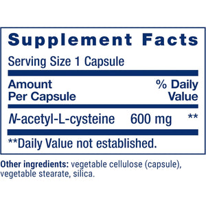 Life Extension N-Acetyl-L-Cysteine (NAC), Immune, Respiratory, Liver Health, NAC 600 Mg, Potent Antioxidant Support, Free-Radicals, Easy to Absorb, 60 Capsules