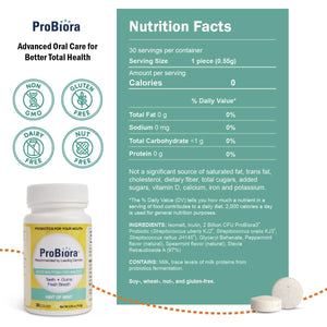 Probiora Oral Probiotics for Teeth and Gums | Dental Probiotics for Improved Oral Health | Bad Breath Treatment for Adults | Probiora3 Patented Probiotic Blend | Tooth Whitening | 30 Mint Tablets