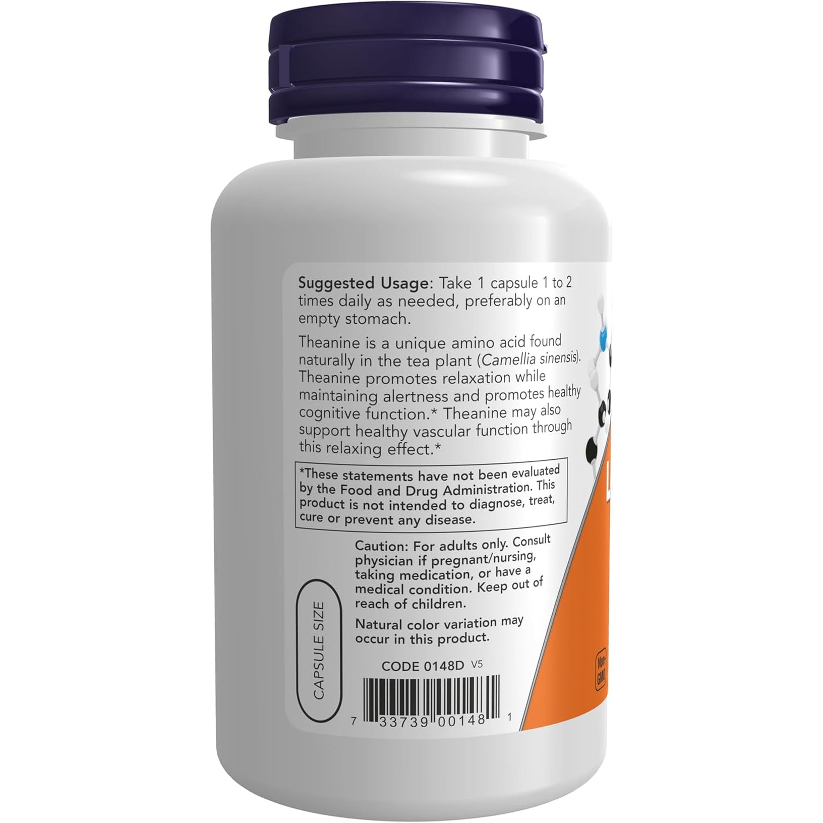 NOW Foods Supplements, L-Theanine 200 Mg with Inositol, Stress Management*, 120 Veg Capsules