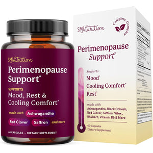 Perimenopause Support for Women Supplement | Hormone Balance, Mood, Sleep, Cycle Regularity & Cooling Support | Black Cohosh, Vitex, Saffron | Peri Menopause Supplements for Women | Non-Gmo | 60 Ct