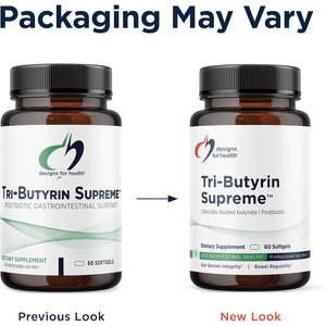 Designs for Health Tri-Butyrin Supreme - 3-In-1 Butyric Acid (Butyrate) Postbiotics for Gut Health & Gut Permeability Support - Tributyrin Supplement with Odor-Minimizing Innovation (60 Softgels)