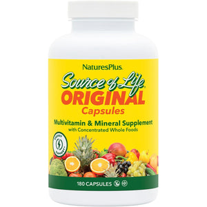 Naturesplus Source of Life - 180 Capsules - Multivitamin & Mineral Supplement - Supports Natural Energy & Overall Well-Being - Gluten Free, Vegetarian - 20 Servings