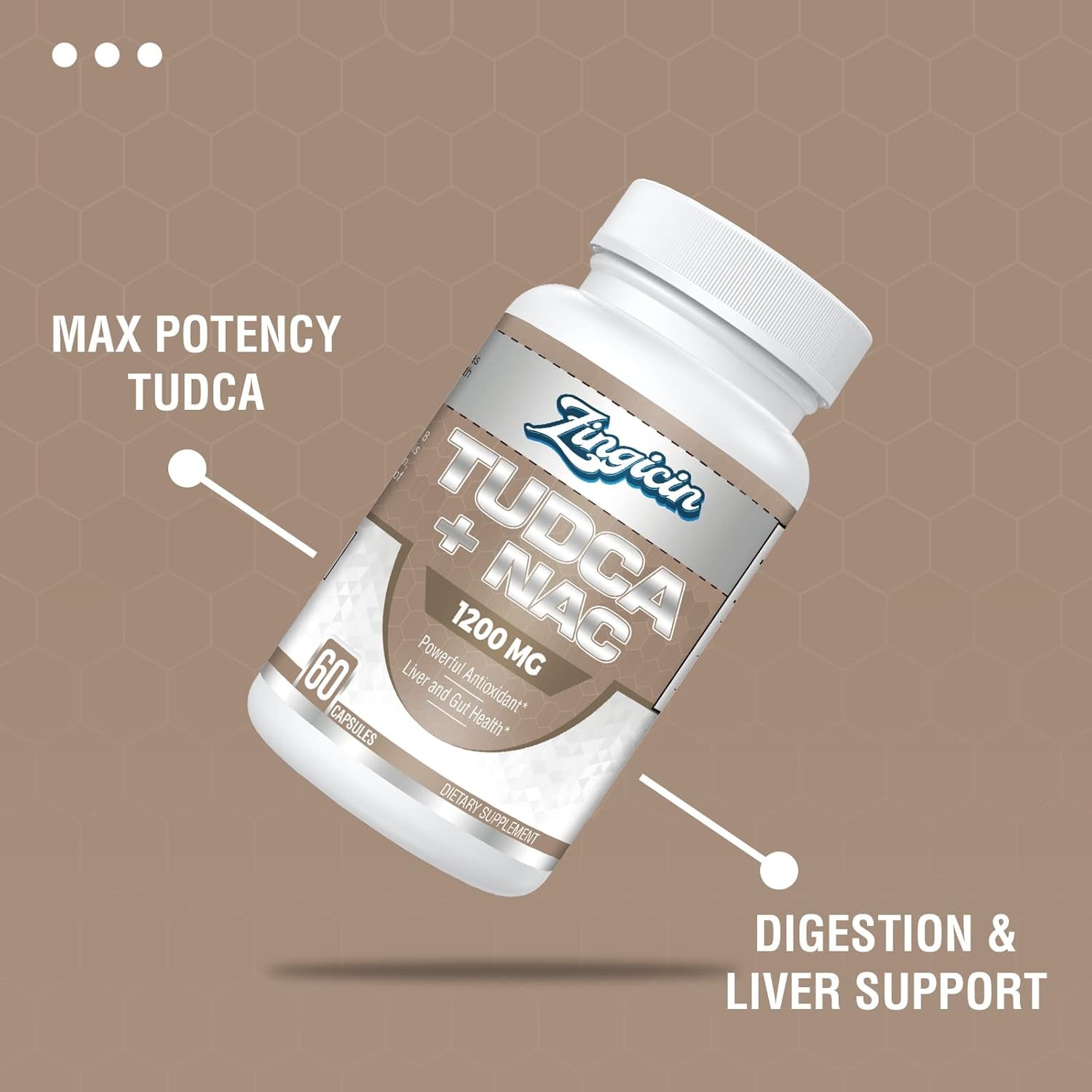 TUDCA with NAC Supplement 1200Mg - 60 Capsules,Powerful TUDCA Bile Salt plus N-Acetyl-Cysteine,Antioxidant Supplements for Liver,Digestion,Pack of 1,60.0 Count