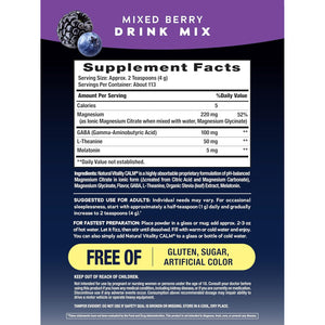 Natural Vitality Calm Sleep Melatonin and Magnesium 16Oz Powder | with L-Theanine and GABA | Mixed Berry Flavred Drink Mix | Non-Gmo & Vegan Supplement
