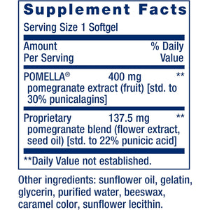 Life Extension Pomegranate Complete, Fruit Extract, Flower, Seed Oil Extract, Cardiovascular Health, Antioxidant Support, Superfood Supplement, Gluten Free, Non-Gmo, 30 Softgels