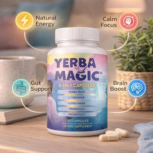 Brainista Yerba Magic 5-In-1 Capsules – Yerba Mate Energy + Lion’S Mane, L-Theanine, Prebiotics & Probiotics - Calm Focus, Gut Support & Clean Energy - 100Mg Natural Caffeine | 30 Servings