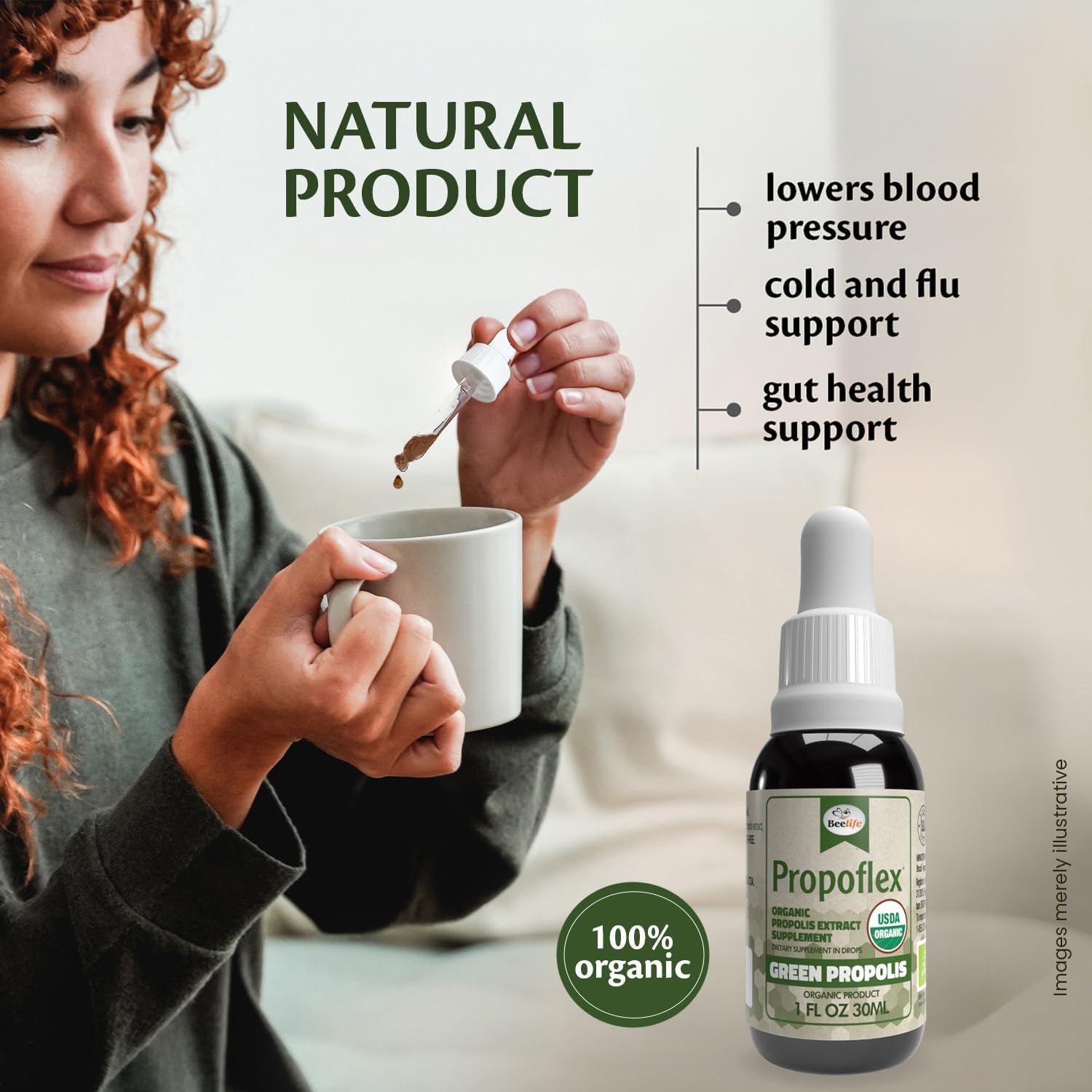 Beelife Propoflex Organic Green Propolis Extract - High Artepillin-C Levels, Antioxidant-Rich Supplement for Overall Wellness - Natural & Kosher-Friendly - Made in Brazil, 1 Fl. Oz.