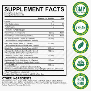 Sea Moss Gummies,With Elderberry Black Seed Oil,Ashwagandha&Ginger,Natural Irish Sea Moss for Immunity & Energy Supplement for Women,Men,Extra Strength,Great Tasting (1 Pack)