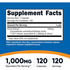 Nutricost Clove Extract 120 Capsules for 120 Servings per Bottle - Vegan, GMO Free and Gluten Free