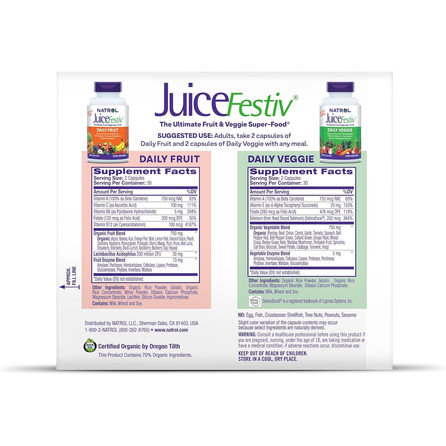 Natrol Juicefestiv, Vitamins and Supplements for Nutrition & Well-Being, Antioxidants for Cellular Health, 60 Capsules (2-Count), up to a 30 Day Supply