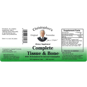 Christopher'S Original Formulas Complete Tissue & Bone Formula – 100 Veg Caps | Herbal Support for Bones & Connective Tissue