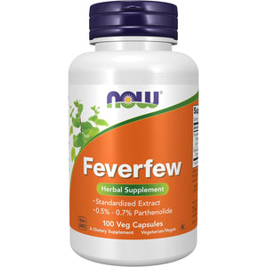 NOW Supplements, Feverfew with 0.5% - 0.7% Parthenolide, Herbal Supplement, 100 Veg Capsules (Pack of 1)