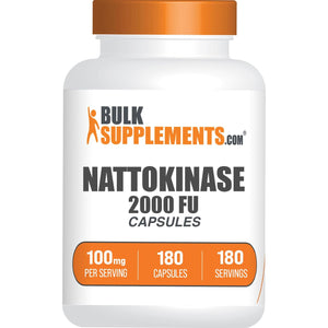 Bulksupplements.Com Nattokinase 2000 FU Capsules - Sourced from Natto Extract, Nattokinase Supplement, Nattokinase 100Mg - Gluten Free, 1 Capsule per Serving, 180 Capsules (Pack of 1)