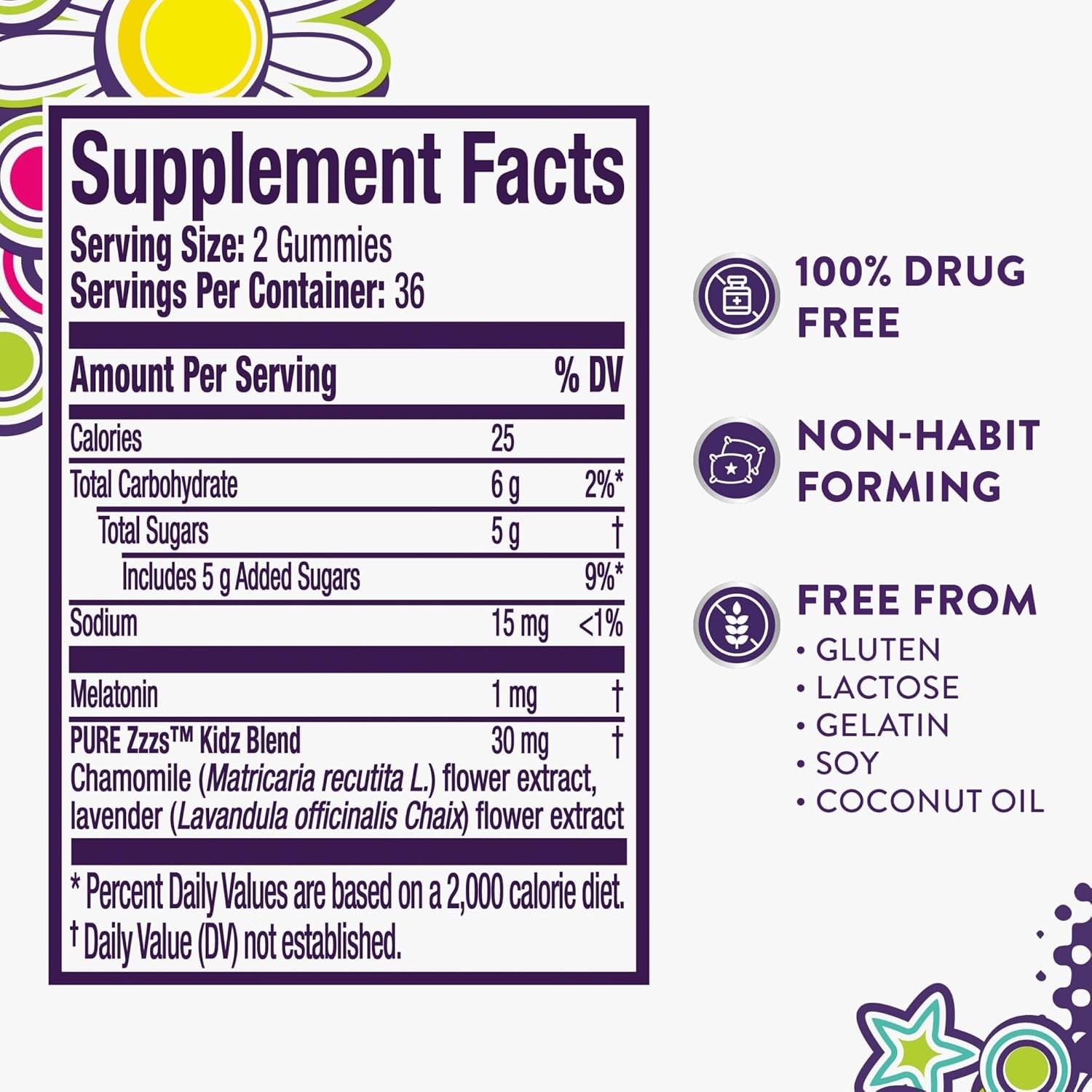 Pure Zzzs, Kidz, Kids Melatonin Gummy, Sleep Aid, Low Amount of Melatonin for Kids, with Chamomile and Lavender, 1 Mg, Berry Flavored, 72 Count