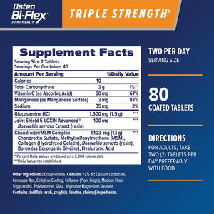 Osteo Bi-Flex Triple Strength Glucosamine Chondroitin Supplement, Improve Joint Function, Strength, Flexibility, Mobility 80 Coated Tablets