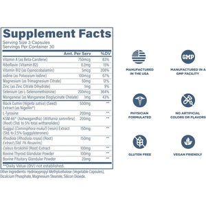 Revive MD Thyroid Support Supplement for Men & Women - Comprehensive Blend of Nutritents Supports Healthy Thyroid Function with Essential Vitamin, Minerals & Herbs (90 Capsules, 30 Servings)