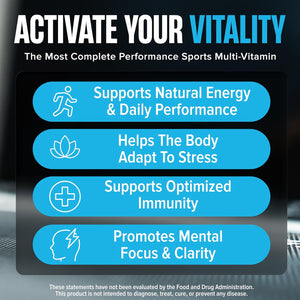 Nutrex Research Vitadapt Complete Sports Multivitamin for Men - 24 Vitamins, KSM-66 Ashwagandha and Minerals for Athletes - Mens Multivitamin (90 Capsules)