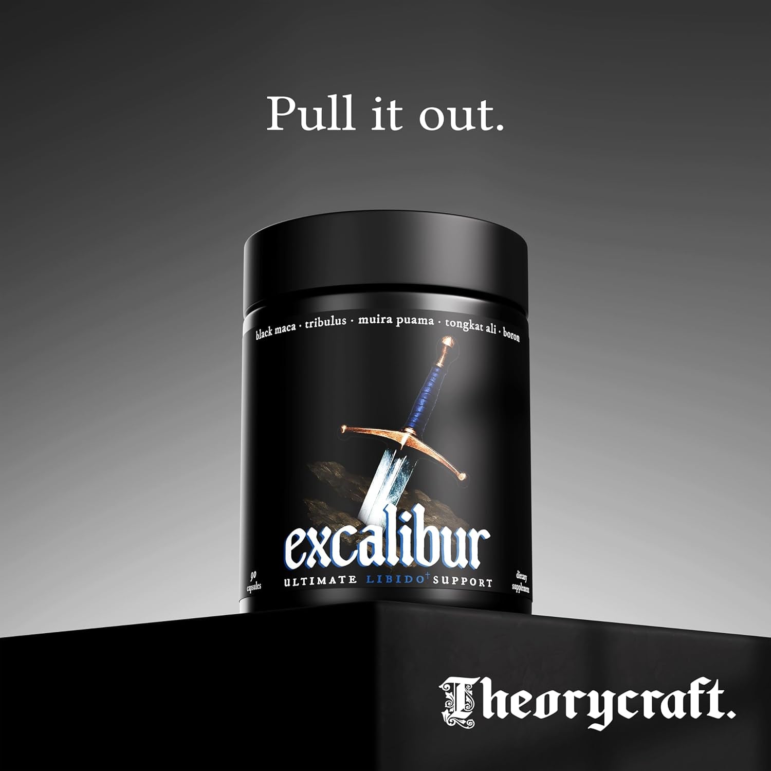 Excalibur - Libido Booster | Testosterone, Hormone & Libido Support for Men | Black Maca, Muira Puama, Tribulus Terrestris, Tongkat Ali, & Boron | One Month Supply, Boost Drive, Desire, and Blood Flow