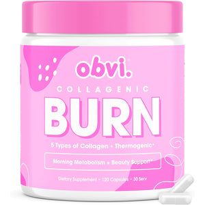 Obvi Collagenic Burn | Hydrolyzed Collagen Peptides + Green Tea Extract Supplement | Supports Metabolism & Daily Wellness | with Biotin, B12 & Bioperine | 30 Servings | 120 Capsules
