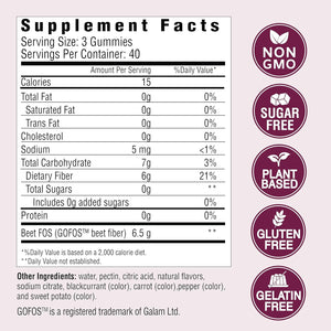 Country Farms Fiber Care Prebiotic Gummies, 6G of Fiber per Serving, GLP-1 Booster, FOS from Beets, Digestive Health and Bloat, Supports Regularity, Mixed Fruit Flavor, 120 Gummies, 40 Servings