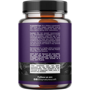 Natures Craft Activated Charcoal Pills Detox & Cleanse - Purifying Coconut Capsules with 1200 Mg per Serving for Bloating Relief - Active Detox Supplement for Body & Gut Health -180 Count