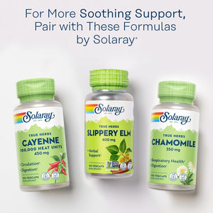 SOLARAY Slippery Elm Bark Capsules (Ulmus Rubra) 400 Mg - Soothing Herbal Support with Mucilage - Vegan, Lab Verified, 60-Day Money Back Guarantee - 100 Servings, 100 Vegcaps