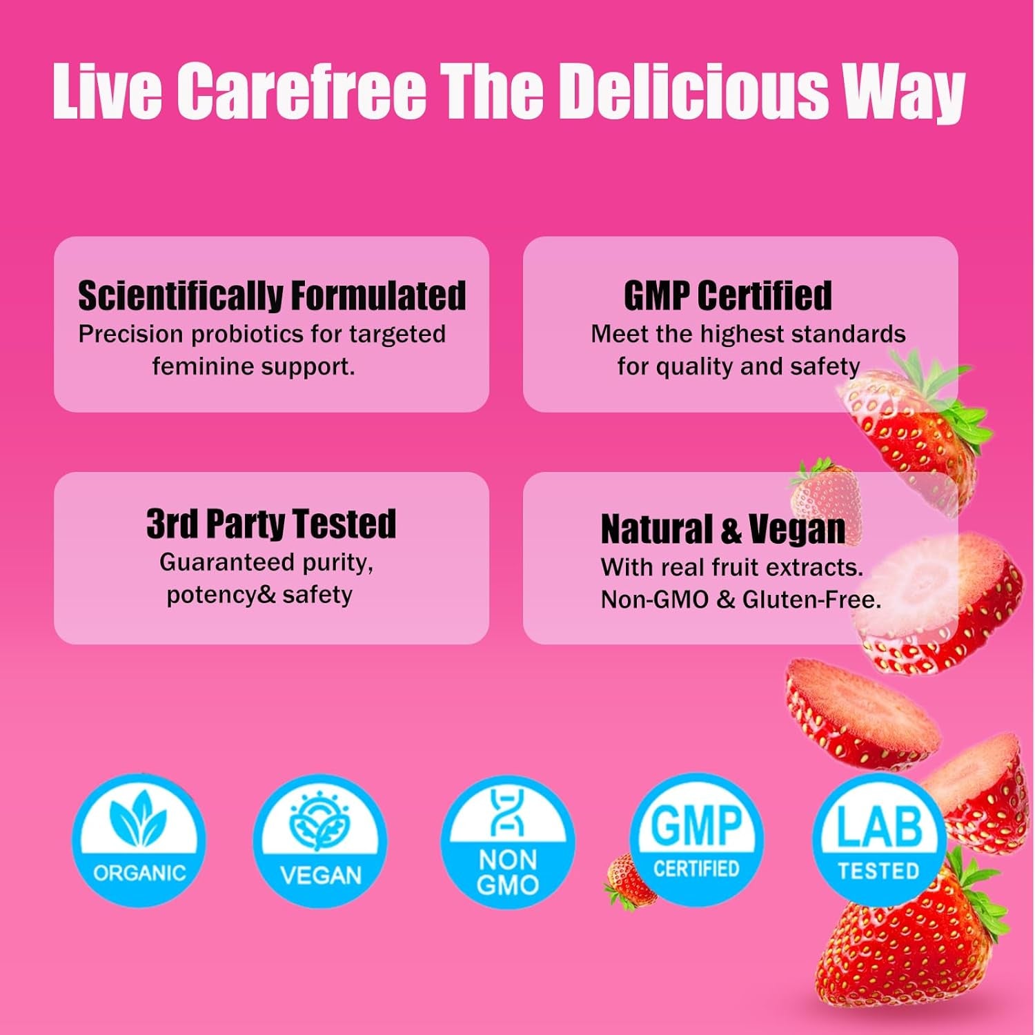 Pheromone Gummies for Her, Women Slippery Elm, Enhance Charm, Supports Balance, Confidence & Social Vibe, Vegan, Non-Gmo, Gluten-Free, Strawberry Flavor, 60 Gummies